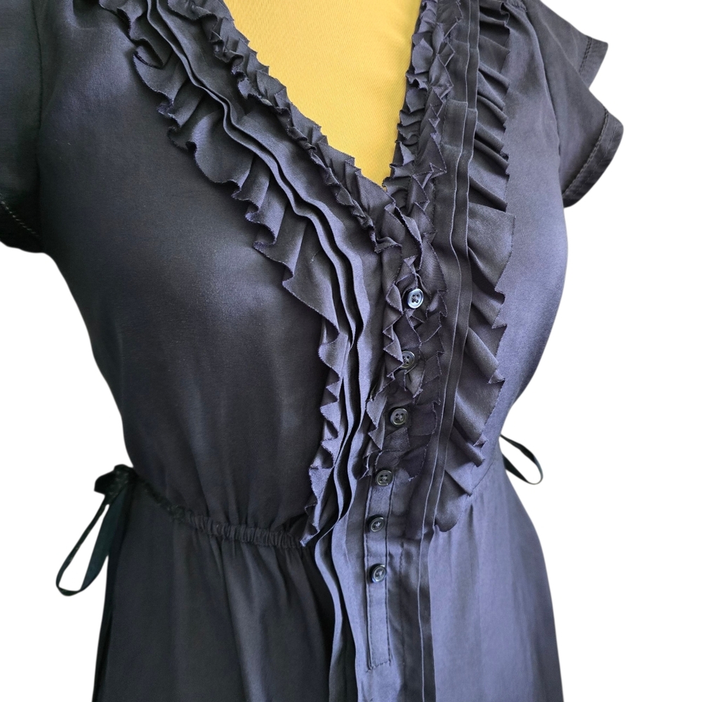 Women's American Eagle Outfitters Navy Ruffle Mini Dress - xs - Picture 2 of 9